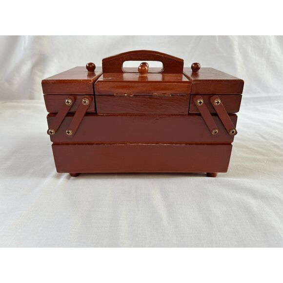 Vintage Wooden Singer Accordion Sewing/Notion Box, Small, Keepsake Organizer - Picture 3 of 16